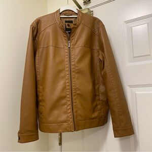 Only & Sons Regular Fit Between Season light brown faux leather men’s jacket XL